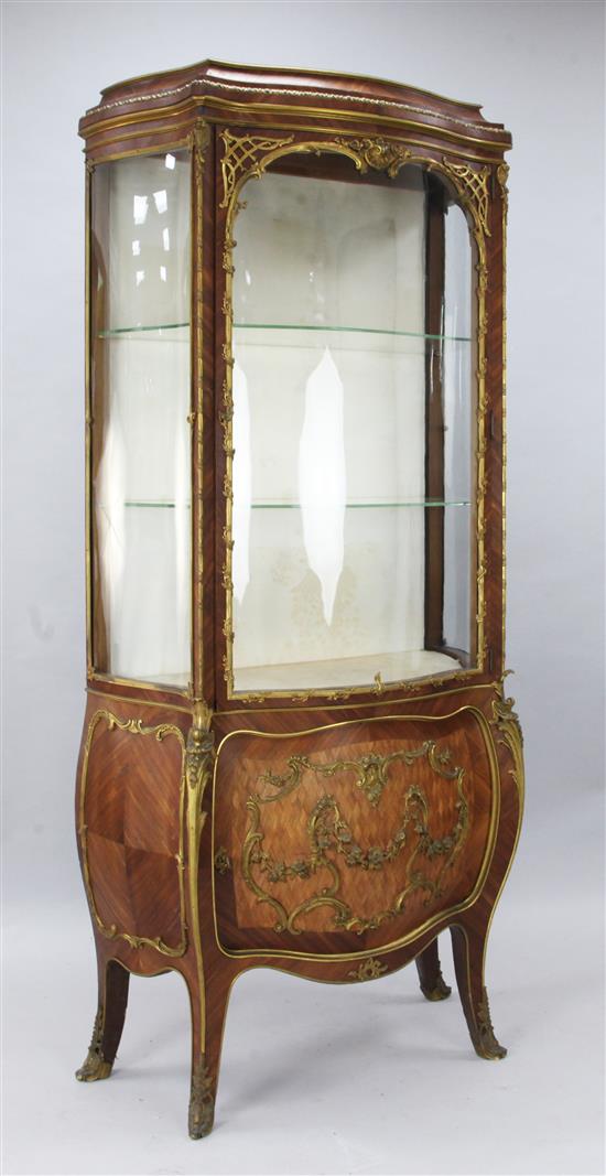 A Louis XV style ormolu mounted kingwood vitrine, W.2ft 9in. D.1ft 3in. H.6ft 3in.